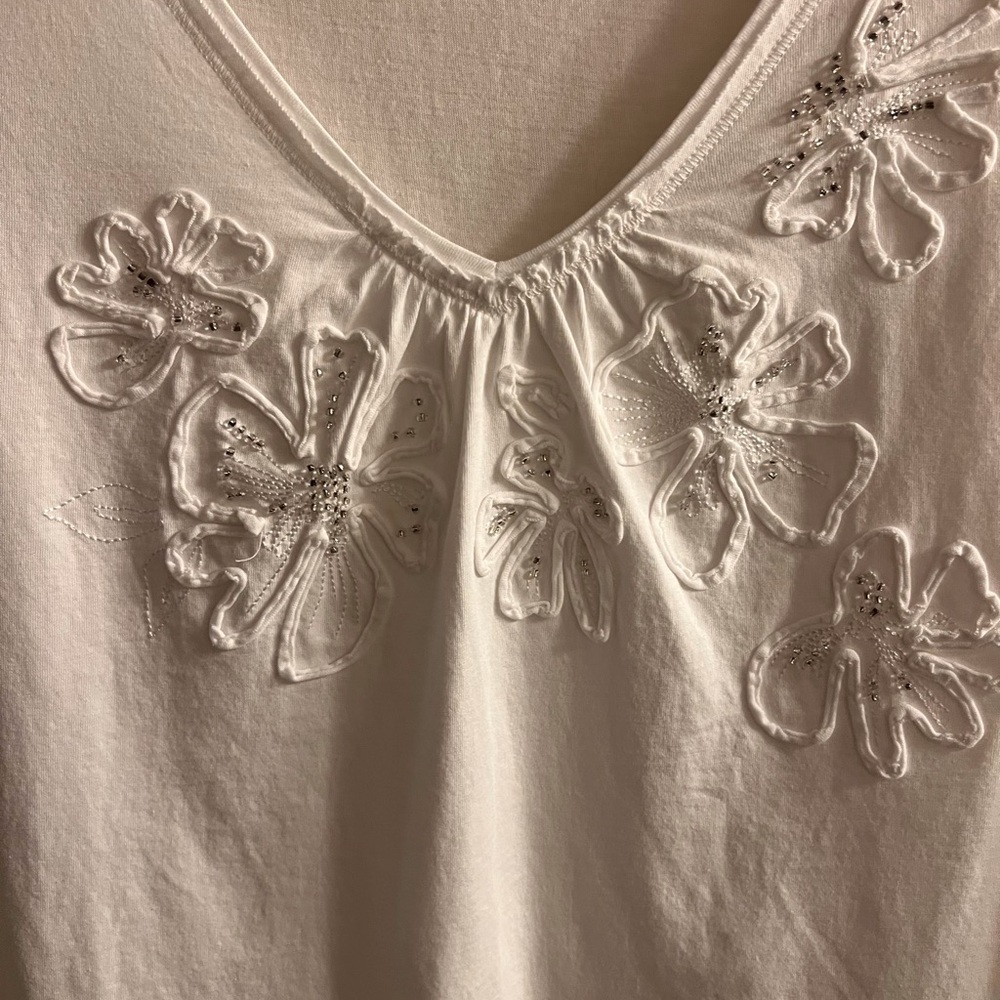 Esprit White Short Sleeve Ruffled Tee - Picture 3 of 5